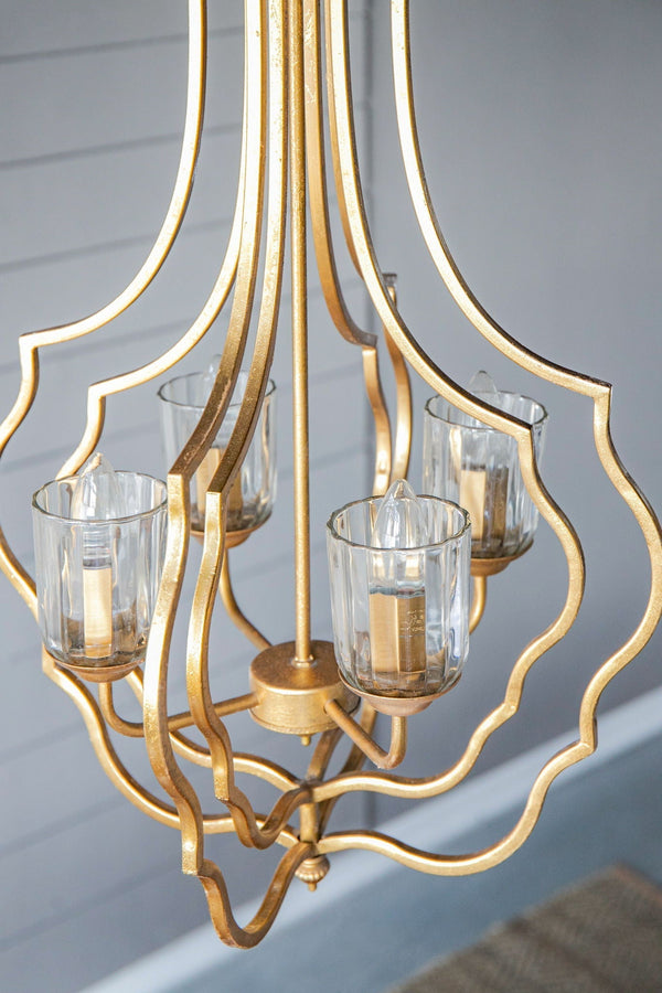 4 Light Metal Chandelier with Adjustable Chain - Gold - view 13
