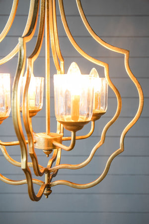 4 Light Metal Chandelier with Adjustable Chain - Gold - view 14