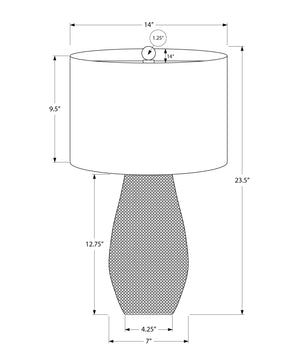 Lighting, 24'h, Table Lamp, Grey Resin, Ivory / Cream Shade, Contemporary - side view