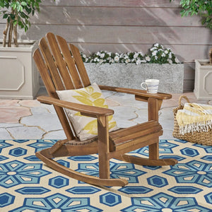 Echoes Outdoor Acacia Wood Adirondack Rocking Chair - close-up