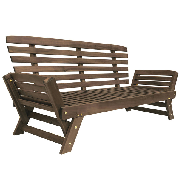 TOPMAX Outdoor Adjustable Patio Wooden Daybed Sofa Chaise Lounge - view 17