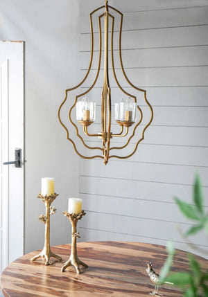 4 Light Metal Chandelier with Adjustable Chain - Gold - view 16