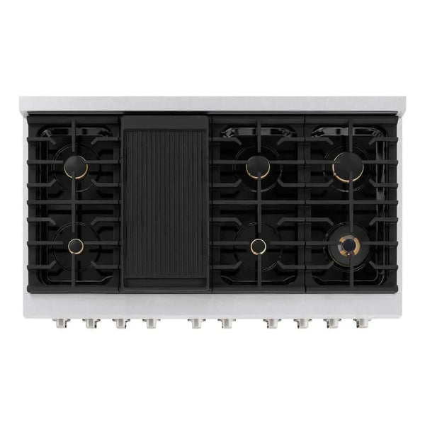 ZLINE 48'Gas Range, Convection Gas Oven , DuraSnow® Brass Burners, SGRS-BR-48 - detail view