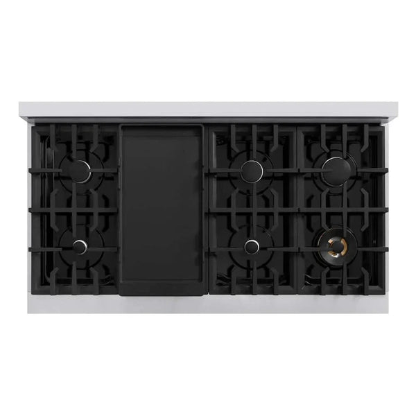 ZLINE 48' Select Dual Fuel Range Gas Cooktop Electric Convection Oven Stainless Steel HDR48 - detail view