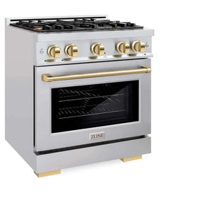 ZLINE 30' Select Gas Range Convection Gas Oven Stainless Steel Gold HGRZ-30-G - detail view