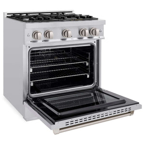 ZLINE 30' Select Dual Fuel Range Gas Cooktop Electric Convection Oven Stainless Steel HDR30 - detail view