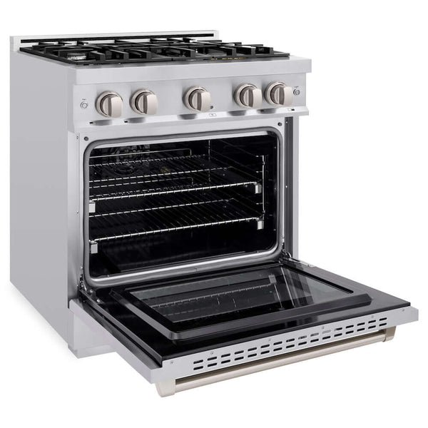 ZLINE 30' Select Dual Fuel Range Gas Cooktop Electric Convection Oven Stainless Steel HDR30 - detail view
