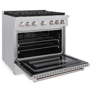 ZLINE 36'Gas Range, Convection Gas Oven , DuraSnow® Brass Burners, SGRS-BR-36 - detail view