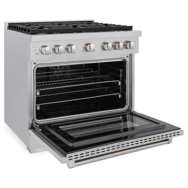 ZLINE 36'Gas Range, Convection Gas Oven , DuraSnow® Brass Burners, SGRS-BR-36 - detail view