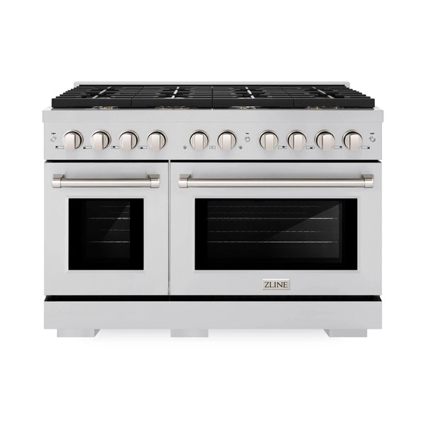ZLINE 48'Paramount Dual Fuel Range Stainless Steel, Brass Burner, SDR-BR-48 - detail view