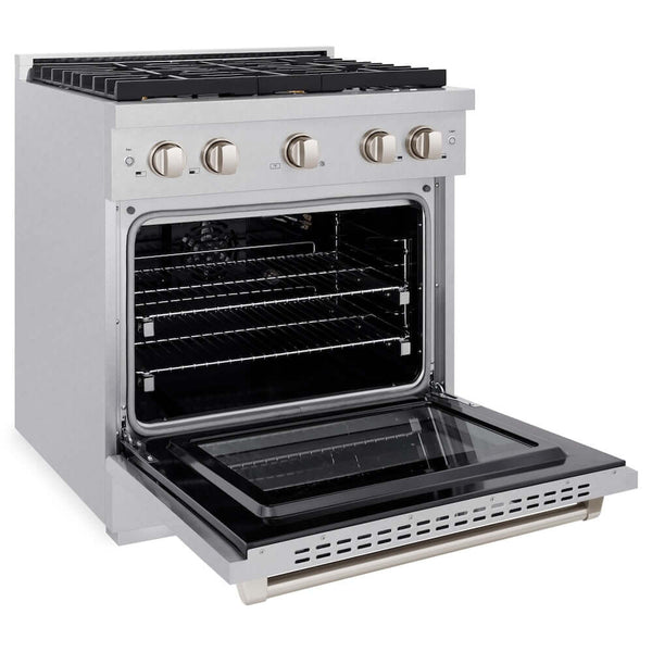 ZLINE 30'Gas Range, Convection Gas Oven , DuraSnow® Brass Burners, SGRS-BR-30 - detail view