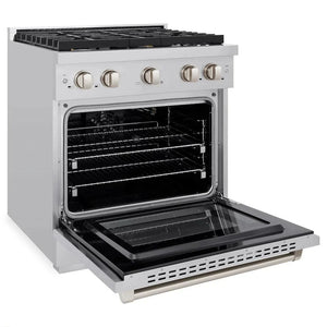 ZLINE 30'Paramount Dual Fuel Range Stainless Steel, Brass Burner, SDR-BR-30 - detail view