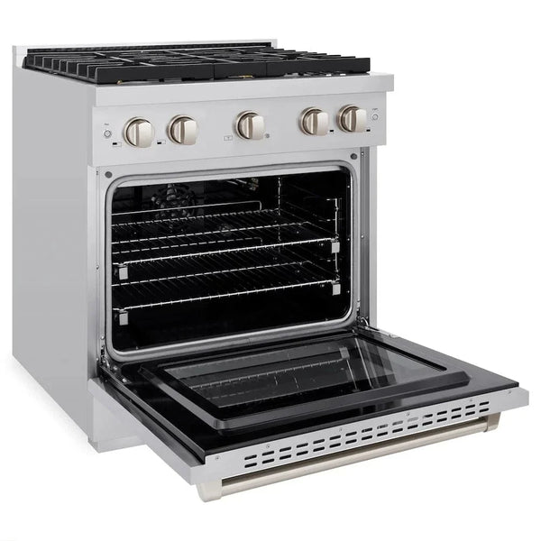 ZLINE 30'Paramount Dual Fuel Range Stainless Steel, Brass Burner, SDR-BR-30 - detail view