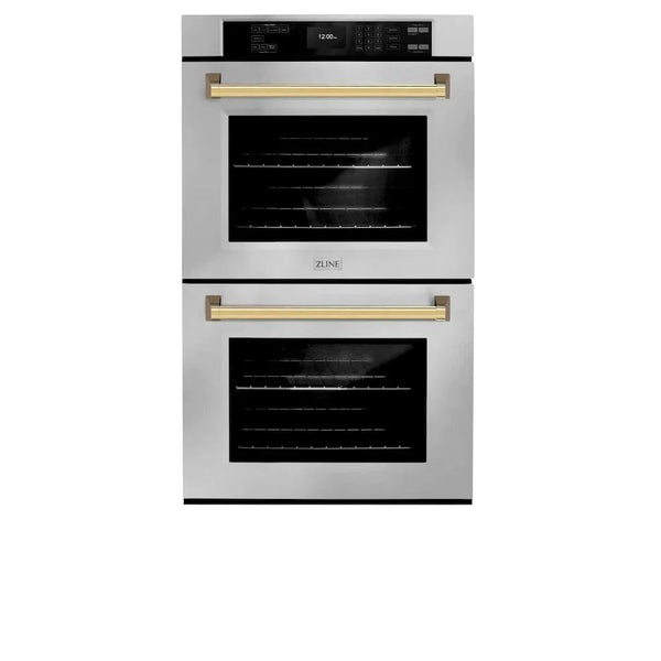 ZLINE 30'Professional True Convection Double Wall Oven, Air Fry, Self Clean, Stainless Steel, Gold WADZ-30-G - detail view