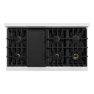 ZLINE 48' Select Dual Fuel Range Gas Cooktop Electric Convection Oven DuraSnow® Stainless Steel Brass Burners HDRS-BR-48 - detail view