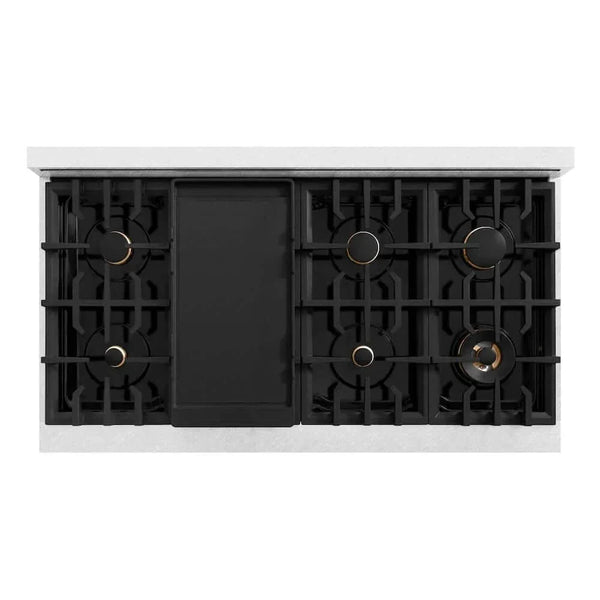 ZLINE 48' Select Dual Fuel Range Gas Cooktop Electric Convection Oven DuraSnow® Stainless Steel Brass Burners HDRS-BR-48 - detail view