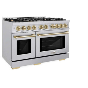 ZLINE 48' Select Gas Range Convection Gas Oven Stainless Steel Champagne Bronze HGRZ-48-CB - detail view