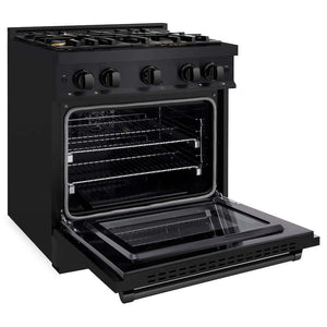 ZLINE 30' Select Dual Fuel Range Gas Cooktop Electric Convection Oven Black Stainless Steel Brass Burners HDRB-BR-30 - detail view