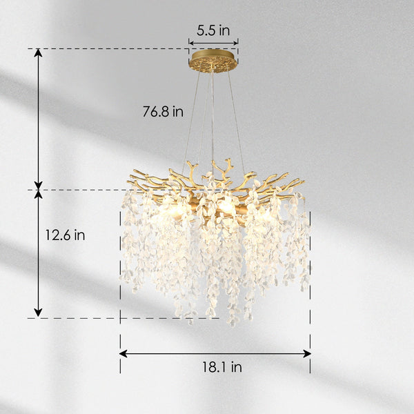 6-Light Chandelier Crystal Ceiling Lamp in Gold - product view