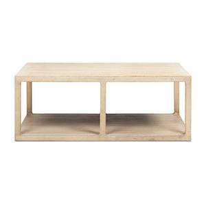 Ellis 48' Reclaimed Wood Open Frame Coffee Table with Lower Shelf - side view