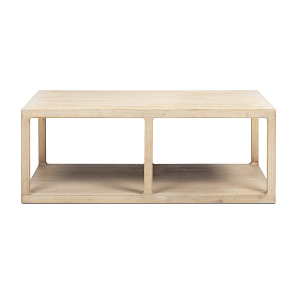 Ellis 48' Reclaimed Wood Open Frame Coffee Table with Lower Shelf - side view