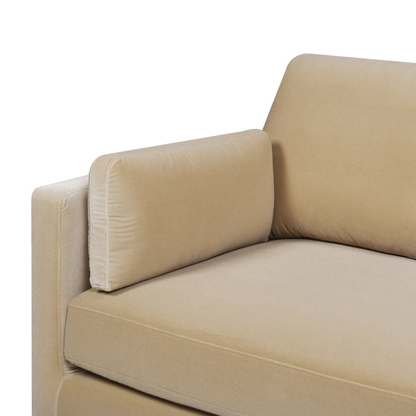 Knox 84' Modern Farmhouse Sofa, Fawn Brown Performance Velvet - close-up