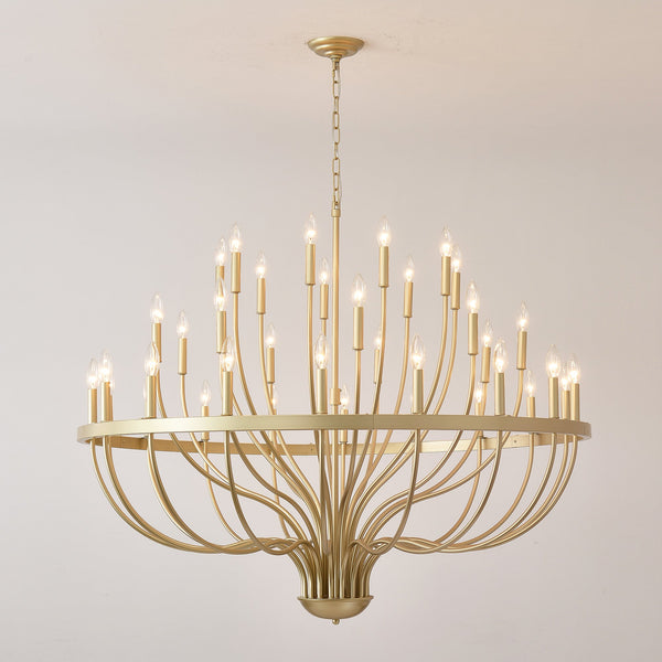 36-Light Gold Industrial Iron Candle Chandelier - view 11
