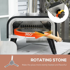 Outsunny Outdoor Pizza Oven with 12' Rotating Stone and Foldable Legs - lifestyle photo