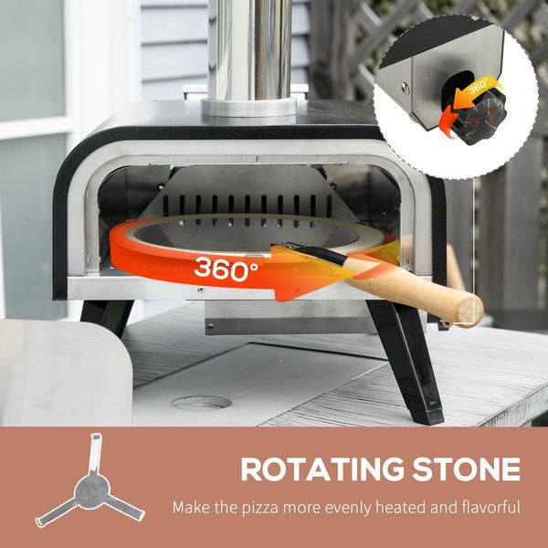 Outsunny Outdoor Pizza Oven with 12' Rotating Stone and Foldable Legs - lifestyle photo