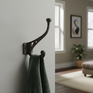 Ornate Wall Hook, Cast Iron Western for Coats, Keys or Towels