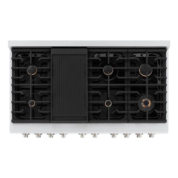 ZLINE 48'Paramount Dual Fuel Range Stainless Steel, Brass Burner, SDR-BR-48 - lifestyle photo