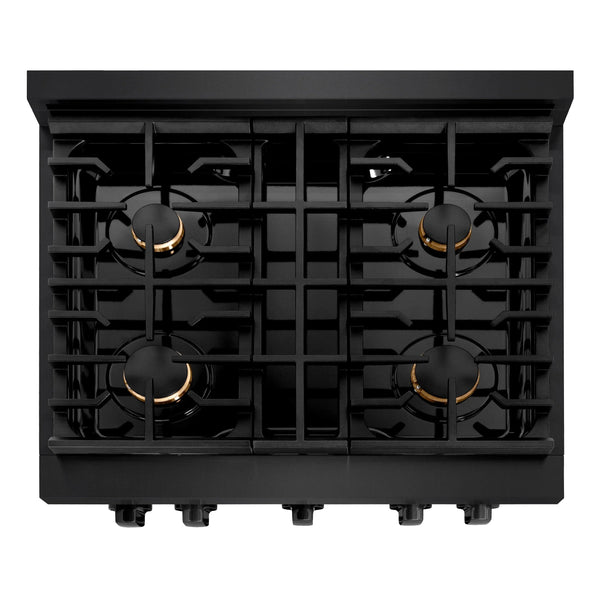 ZLINE 30'Paramount Dual Fuel Range Black Stainless Steel, Brass Burners SDRB-BR-30 - lifestyle photo