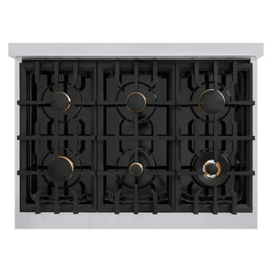 ZLINE 36' Select Gas Range Convection Gas Oven Stainless Steel Gold HGRZ-36-G - lifestyle photo
