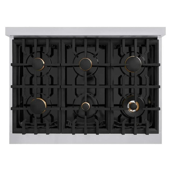 ZLINE 36' Select Gas Range Convection Gas Oven Stainless Steel Gold HGRZ-36-G - lifestyle photo