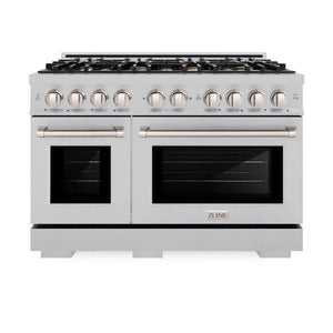ZLINE 48' Select Dual Fuel Range Gas Cooktop Electric Convection Oven DuraSnow® Stainless Steel Brass Burners HDRS-BR-48 - lifestyle photo