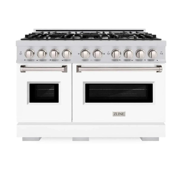 ZLINE 48'Classic Gas Range, Convection Gas Oven, Stainless Steel, White Matte Door CGR-WM-48 - lifestyle photo