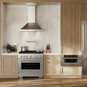 ZLINE 36'Gas Range, Convection Gas Oven , DuraSnow® Brass Burners, SGRS-BR-36 - lifestyle photo