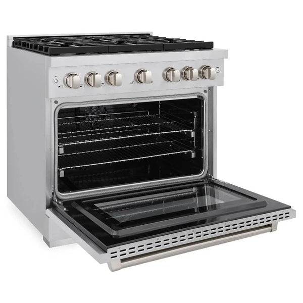 ZLINE 36'Paramount Dual Fuel Range Stainless Steel, Brass Burner, SDR-BR-36 - lifestyle photo