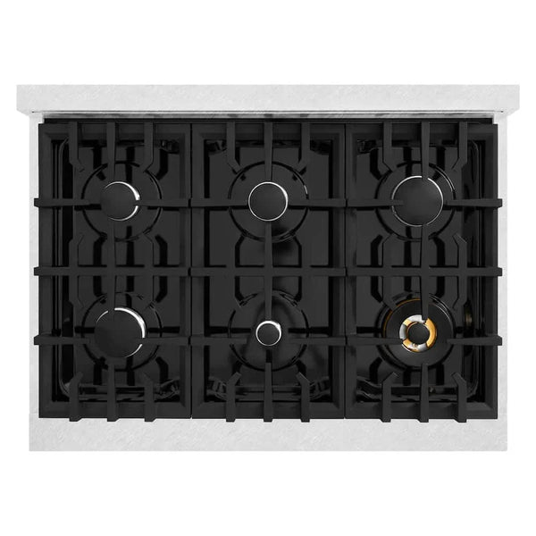 ZLINE 36'Classic Gas Range, Convection Gas Oven, DuraSnow® Stainless Steel, White Matte Door CGRS-WM-36 - lifestyle photo