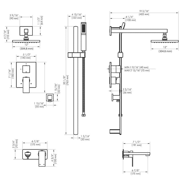 ZLINE Bliss Shower System Oversized Shower Head, BLS-SHS12-CB