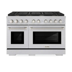 ZLINE 48'Gas Range, Convection Gas Oven , DuraSnow® Brass Burners, SGRS-BR-48 - lifestyle photo