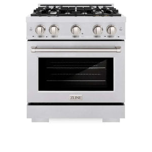 ZLINE 30' Select Dual Fuel Range Gas Cooktop Electric Convection Oven DuraSnow® Stainless Steel HDRS-30 - lifestyle photo