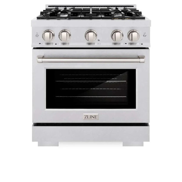 ZLINE 30' Select Dual Fuel Range Gas Cooktop Electric Convection Oven DuraSnow® Stainless Steel HDRS-30 - lifestyle photo