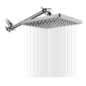 Bright Showers 8-Inch Square Rain Shower Head with 10-Inch Adjustable Extension Arm