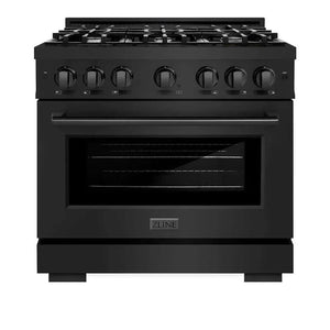 ZLINE 36' Select Dual Fuel Range Gas Cooktop Electric Convection Oven Black Stainless Steel HDRB-36 - lifestyle photo