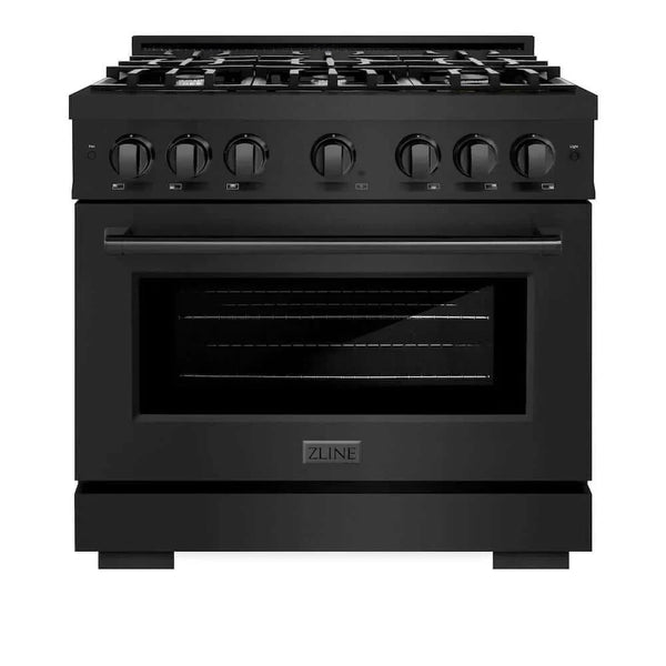 ZLINE 36' Select Dual Fuel Range Gas Cooktop Electric Convection Oven Black Stainless Steel HDRB-36 - lifestyle photo