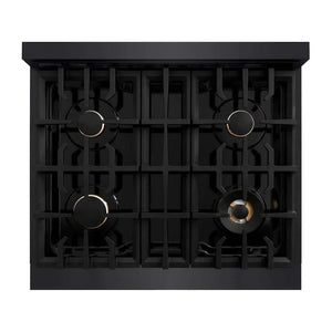 ZLINE 30' Select Dual Fuel Range Gas Cooktop Electric Convection Oven Black Stainless Steel Brass Burners HDRB-BR-30 - lifestyle photo