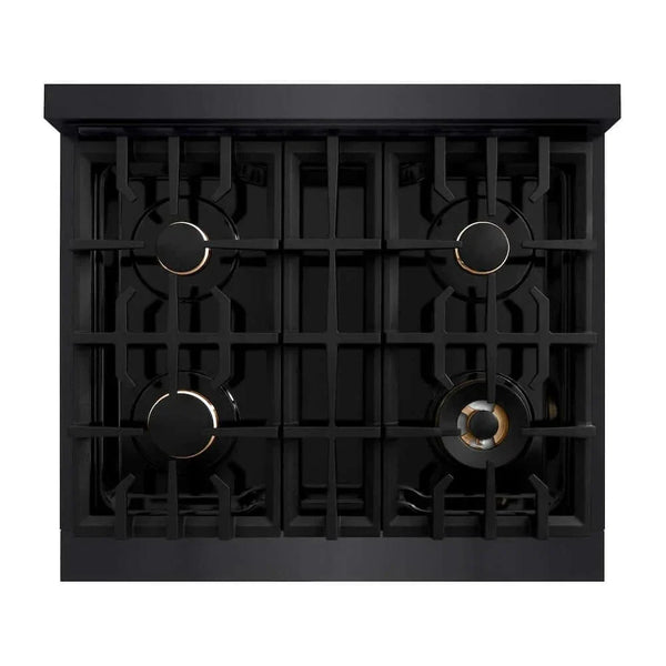ZLINE 30' Select Dual Fuel Range Gas Cooktop Electric Convection Oven Black Stainless Steel Brass Burners HDRB-BR-30 - lifestyle photo