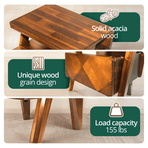 Rum Handcrafted Solid Wood Nightstand - dimensions