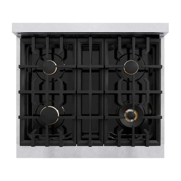 ZLINE 30' Select Dual Fuel Range Gas Cooktop Electric Convection Oven DuraSnow® Stainless Steel Brass Burners HDRS-BR-30 - lifestyle photo
